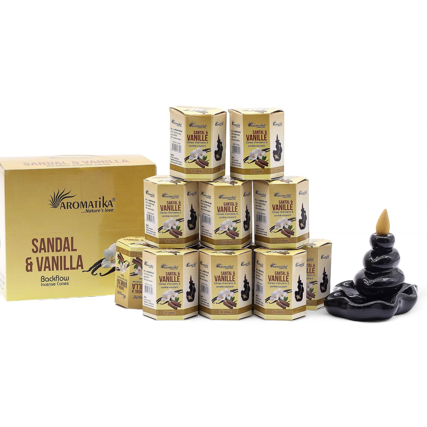 The Monastic Flow Backflow Incense Ensemble-Sandalwood & Vanilla