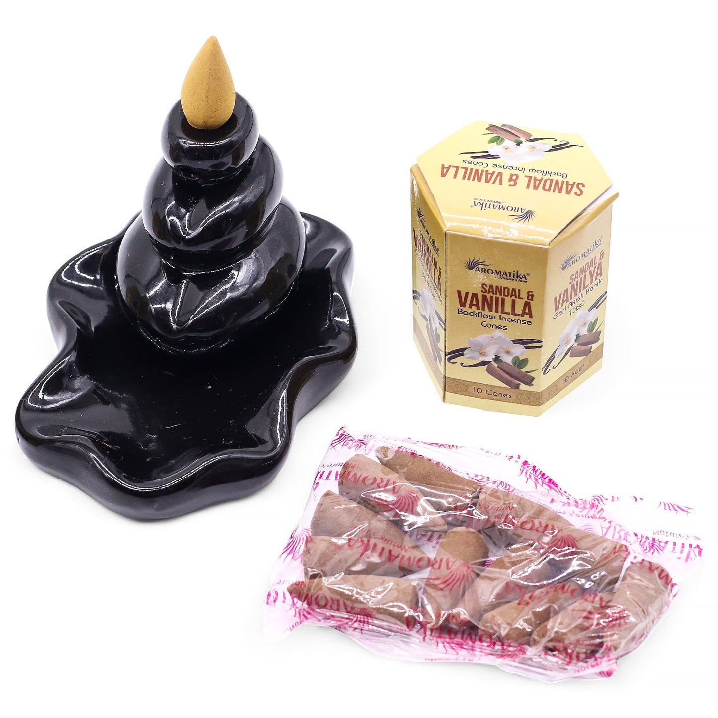 The Monastic Flow Backflow Incense Ensemble-Sandalwood & Vanilla
