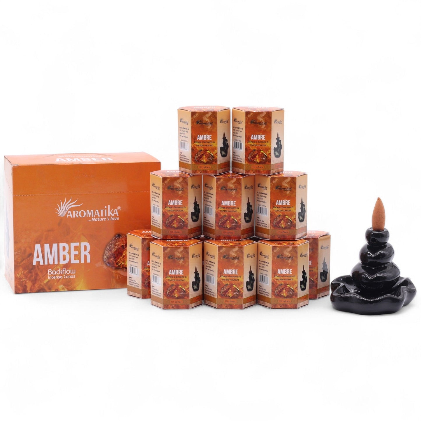 The Monastic Flow Backflow Incense Ensemble- Amber