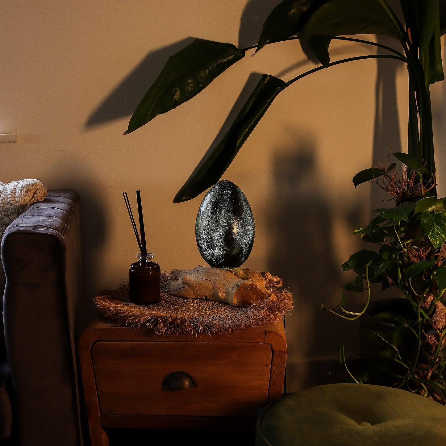 The Cosmic Egg Obsidian Sanctuary Lamp
