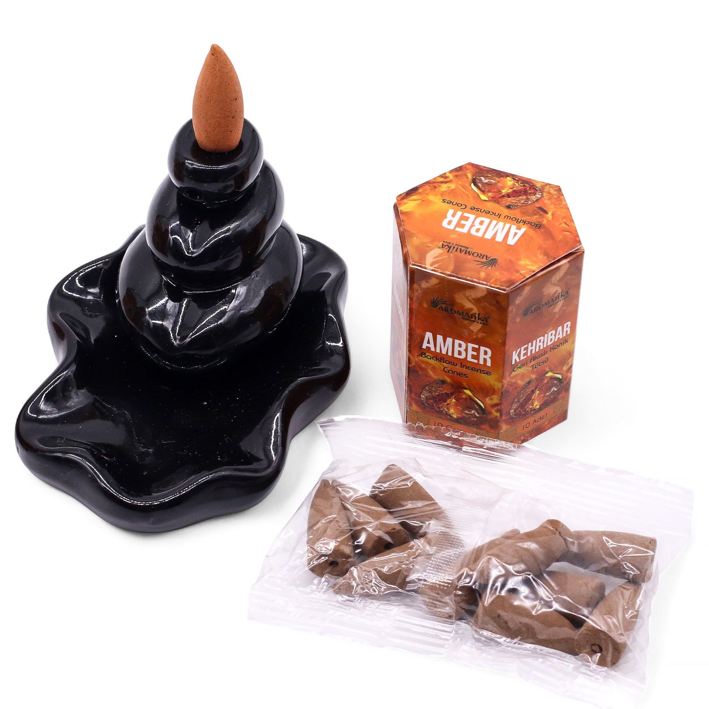The Monastic Flow Backflow Incense Ensemble- Amber